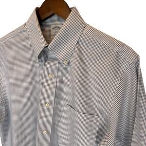 Brooks Brothers Men’s 15 4/5 Regent Non-Iron Button Down Shirt Blue Windowpane